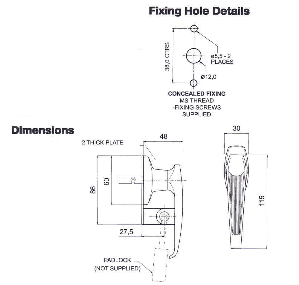 Padlockable Lever Handle 1